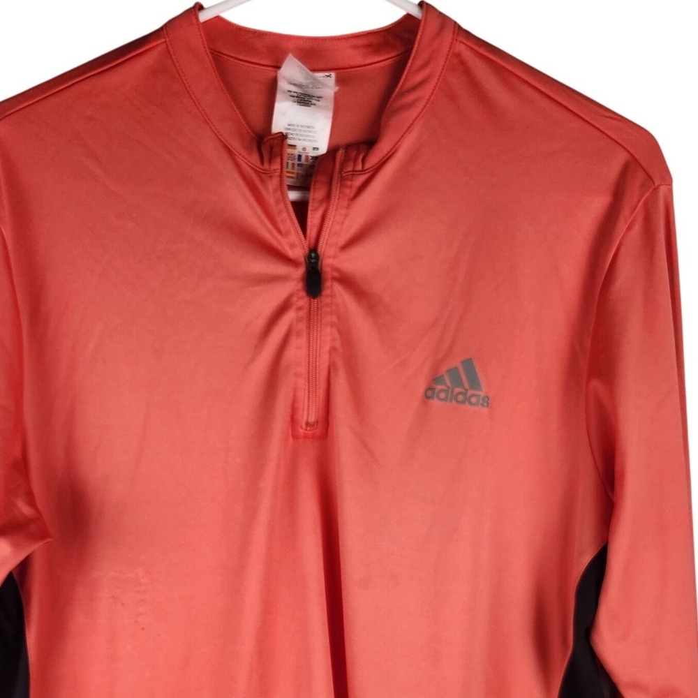 Adidas Climalite Quarter Zip Pullover Womens L Coral Black Athletic Running Top